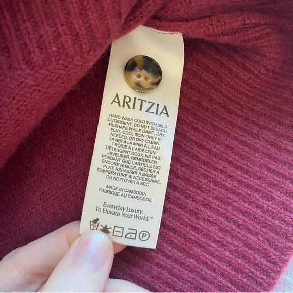 NWT Aritzia Wilfred London Wool Cashmere Cardigan Cordovan Red Small Sweater - Picture 11 of 15